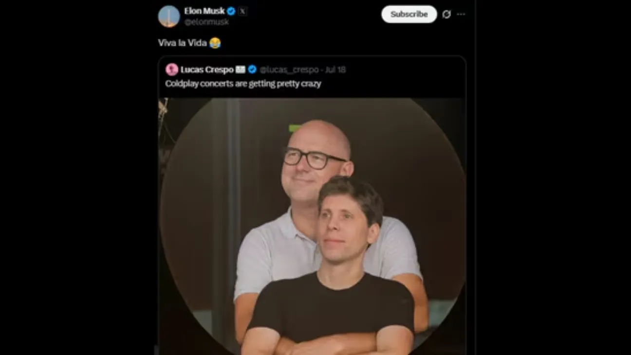 Elon Musk Takes a Jab at Sam Altman Over Viral Coldplay Concert Moment